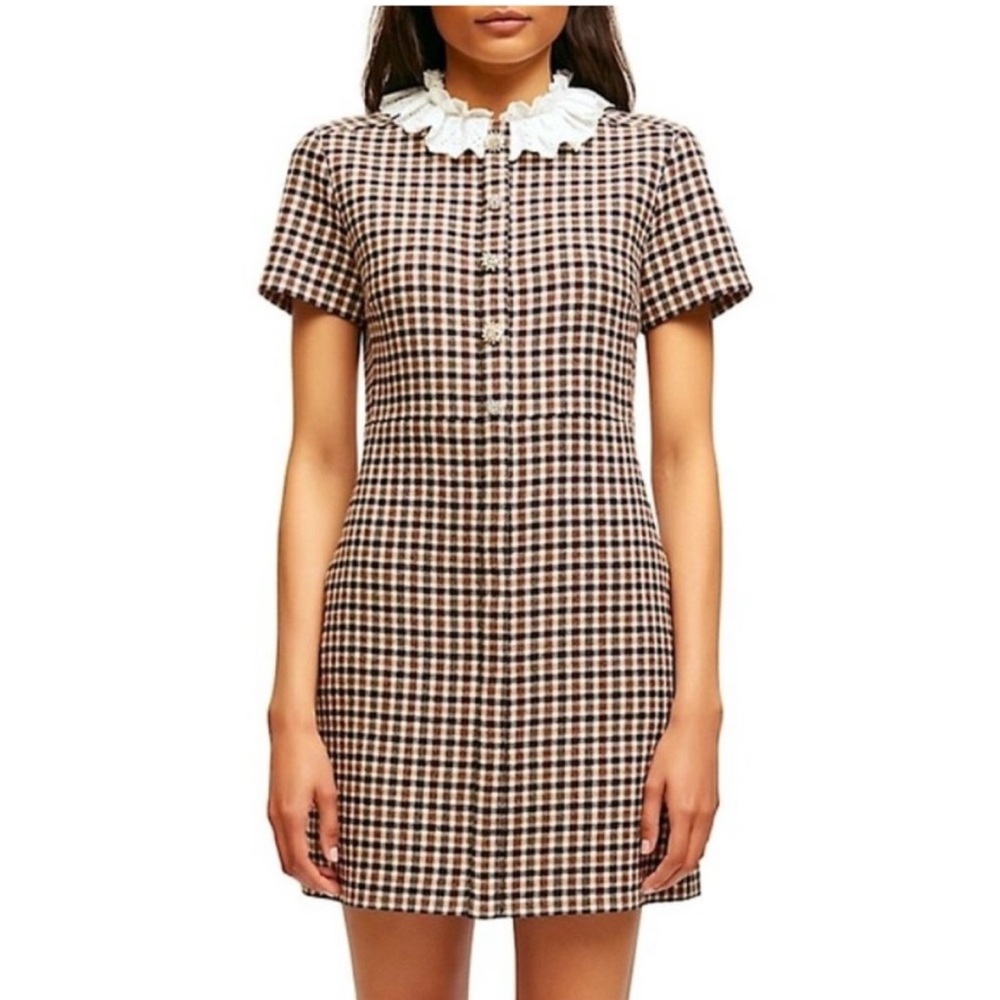 MAJE NWT Plaid Short Sleeve Dress
